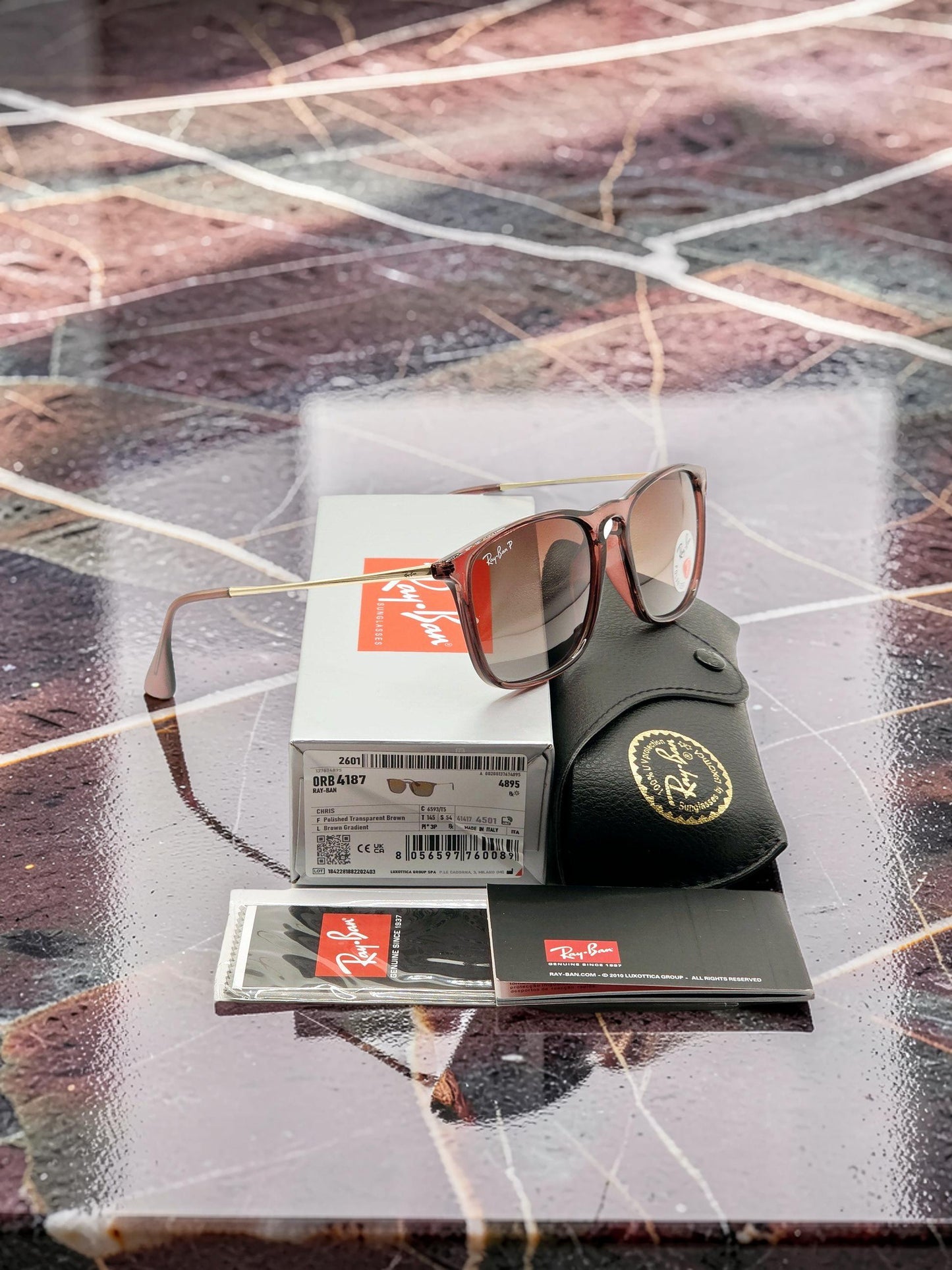 Occhiali da Sole 4187 6593/T5 Marrone Transparent Lucido con Lenti Marroni Polarizzate