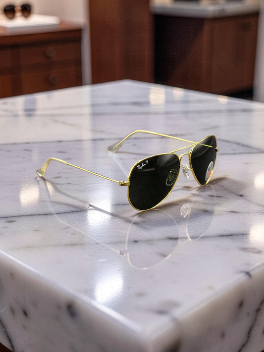 Sunglasses Occhiali da Sole Lunettes 3025 001/58 Gold/Oro - Green Polarized Lenses UV400