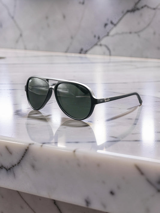 Ray-Ban Cats 5000 RB4125 601S Nero Opaco – G-15 Green Lenses – Matte Pilot Style – Misura 59
