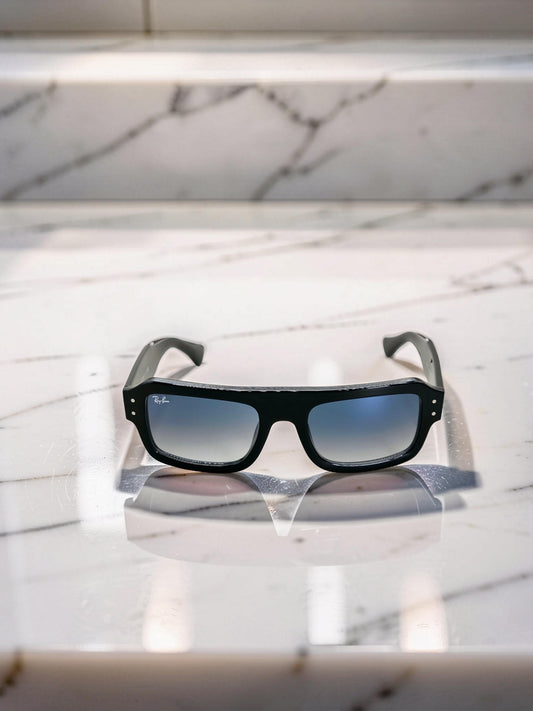 Ray-Ban Lukas RB 4454 6677/3F Nero Lucido con Lenti Azzurre Sfumate