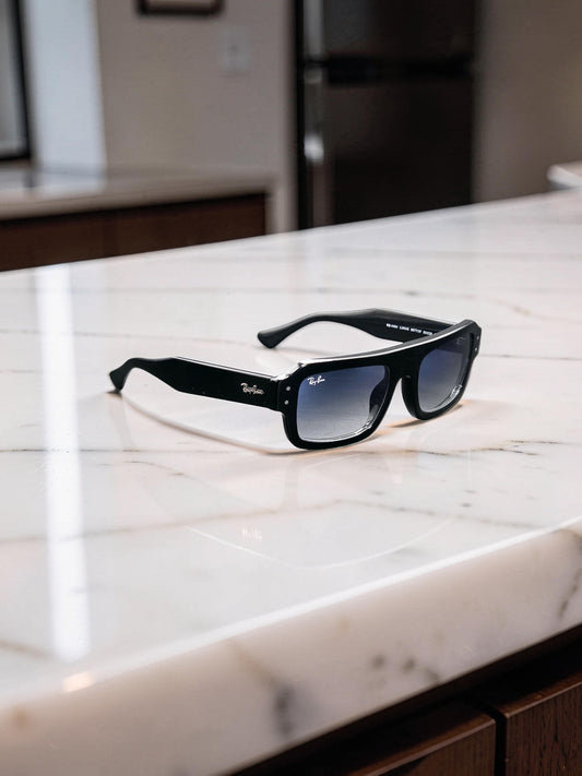 Ray-Ban Lukas RB 4454 6677/3F Nero Lucido con Lenti Azzurre Sfumate