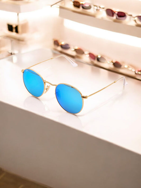 Ray-Ban Round Metal RB 3447 112/17 Oro Opaco con Lenti Blu Mirror – Taglia 50-21-145