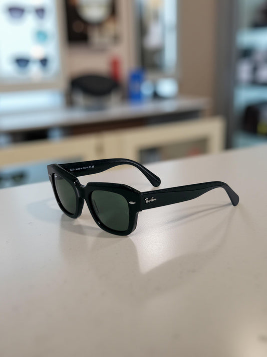 Ray-Ban State Street RB 2186 901/31 Nero Lucido con Lenti G-15 – Taglia 49-20-145