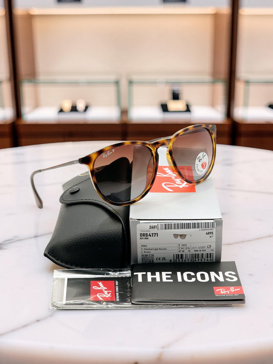 Ray-Ban Erika RB 4171 710/T5 Havana Chiaro con Lenti Marroni Polarizzate – Taglia 54