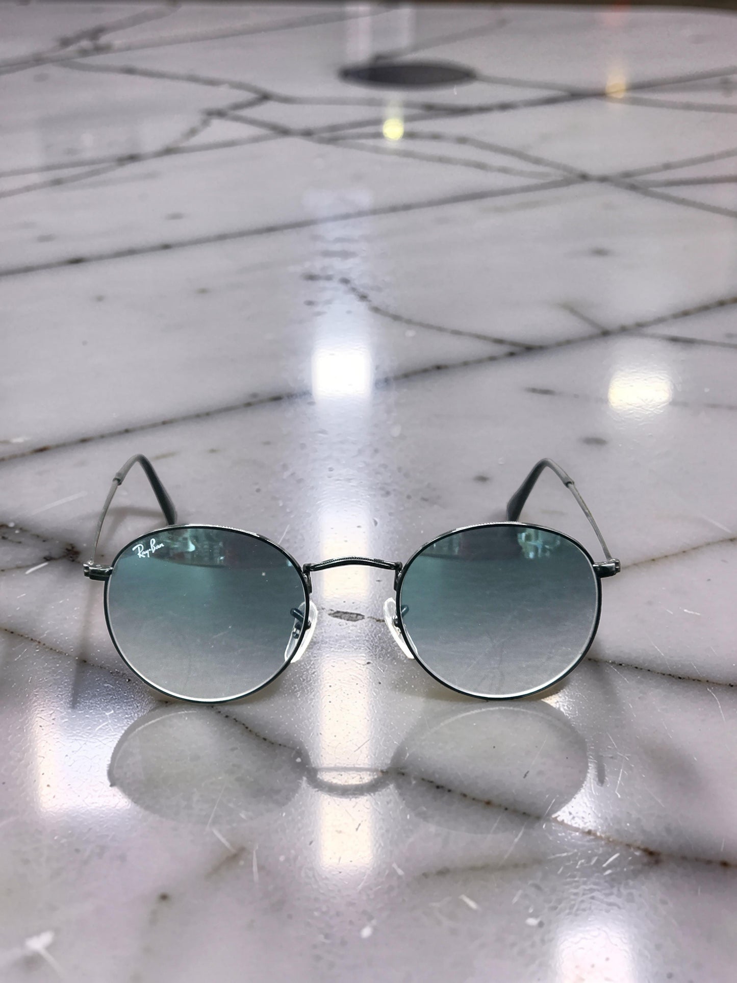 Occhiali da Sole 3447 006/3F Modello Round Metal Nero Opaco con Lenti Azzurro Sfumato – Taglia 50
