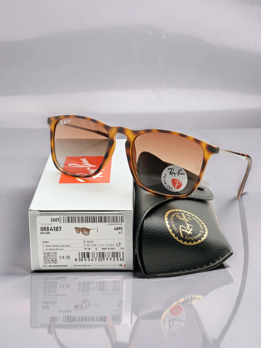 Ray-Ban Chris RB 4187 865/T5 Tartaruga Gommato con Lenti Marroni Polarizzate – Taglia 54